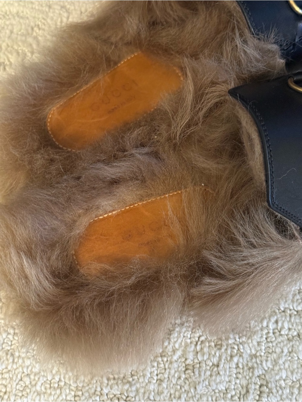 Gucci Princetown Fur-Lined Horsebit Leather Loafers/Mules 40 - Picture 3 of 5